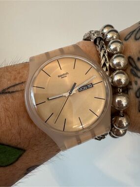 Swatch Nude Beige Day-Date Watch